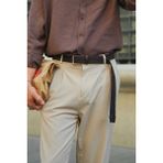 Erkek Hasır Örgü Kemer - 130 cm - Kahverengi