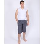 Erkek Havuz Deniz Diz Altı Uzun Kapri Şort Mayo-Füme-S-6xl - 4XL