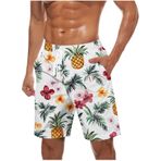 Erkek Hawaii Dantelli Tropikal Düz Bacak Pantolon Gevşek Fit Pantolon Şort Erkek Plaj Yaz Sonbahar Pantolon 2025, A-288 Hardal Sarısı, 5XL