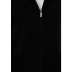 Erkek Hırka Siyah Pamuklu Çift Fermuarlı Kapüşonlu Sık Örme Slim Fit Hırka 3720 SİYAH M