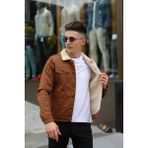 Erkek Içi Kürklü Denim Kot Ceket - S - Taba