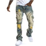 Erkek için pantolon sonbahar yaz Denim parça atletik saçak batı yırtık pantolon kot adam 2025, A-750 Hardal Sarısı, L
