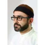 Erkek İki Renkli Keçe Yün Derviş Takke - Kahverengi Siyah
