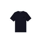 Erkek İncelikli İşlenmiş Logo Kısa Kol Bisiklet Yaka Pamuklu Lacivert T-Shirt EM002832 AF12955-UB118