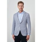 Erkek Indigo Örme Slim Fit Mono Yaka Ceket - 6 Drop - 56 - İndigo