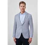 Erkek İndigo Örme Slim Fit Mono Yaka Ceket