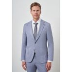Erkek Indigo Trend Slim Fit Mono Yaka Takım Elbise - 48 - İndigo - 6 Drop