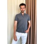 Erkek Interlok Kısa Kol Gömlek 1017 - Antrasit - 2XL