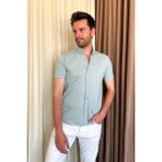 Erkek Interlok Kısa Kol Gömlek 1017 - Mint