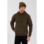 Erkek İskelet Nakışlı 3 İplik Kapüşonlu Sweatshirt Haki