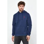 Erkek İskelet Nakışlı 3 İplik Kapüşonlu Sweatshirt İndigo