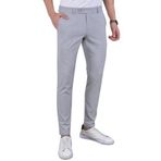 Erkek Italyan Kesim Likralı Kumaş Pantolon Dar Kesim Boru Paça Spor Tarzı Klasik Pantalon (Gri, 28)