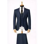 Erkek İtalyan Kesim Slim Fit Yelekli Takım Elbise - 7503