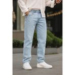 Erkek Jeans Bol Paça Buz Mavi Baggy Kot Pantolon - 38