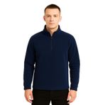 Erkek - Kadın Kalın Kışlık Yarım Fermuarlı Regular Fit Polar Ceket (Lacivert, XL)