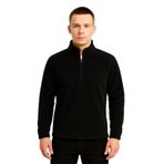 Erkek - Kadın Kalın Kışlık Yarım Fermuarlı Regular Fit Polar Ceket (Siyah, M)