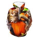 Erkek Kadın Nefes Alabilir Kapüşonlu 3D Baskılı Üniseks Uzun Kollu Kapüşonlu Üst Sonbahar Açık Hava Kıyafeti Seyahat için, Sonbahar Kitties, M