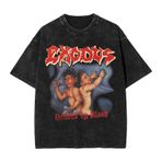 Erkek kadın Vintage büyük boy T-Shirt rahat kısa kollu damla omuz yıkama katı Tees üst, Siyah 2, L