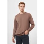 Erkek KAHVE Basic Bisiklet Yaka Sweat-Shirt
