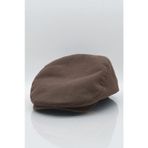 Erkek Kahve Kasket Keten Yazlık Flat Cap Şapka - Standart
