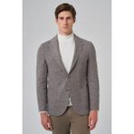 Erkek Kahve Örme Trend Desenli Slim Fit Mono Yaka Ceket - 6 Drop - 50