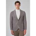 Erkek KAHVE Örme Trend Desenli Slim Fit Mono Yaka Ceket