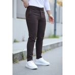Erkek Kahverengi Italyan Kesim Slim Fit Kaliteli Esnek Likralı Bilek Boy Kumaş Pantolon - 31