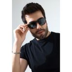 Erkek Kahverengi Kare Aksesuarlı Polarize Mat Güneş Gözlüğü 23052 C3 P M