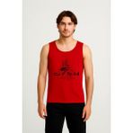 Erkek Kaptan Baskılı %100 Pamuk Kolsuz T-Shirt - Kırmızı