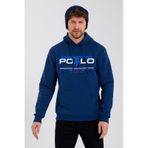 Erkek Kapüşonlu Baskılı 3 İplik Sweatshirt İndigo