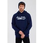Erkek Kapüşonlu Baskılı 3 İplik Sweatshirt Lacivert