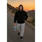 Erkek Kapüşonlu Cepli Içi Polarlı Sweatshirt - 000-Siyah - 2XL