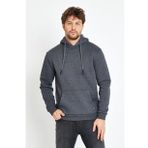 Erkek Kapüşonlu Kanguru Cep 3 İplik Sweatshirt Antrasit