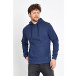 Erkek Kapüşonlu Kanguru Cep 3 İplik Sweatshirt İndigo