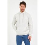 Erkek Kapüşonlu Kanguru Cep 3 İplik Sweatshirt Kar Melanj