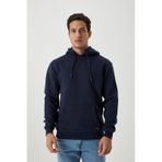 Erkek Kapüşonlu Kanguru Cep 3 İplik Sweatshirt Lacivert