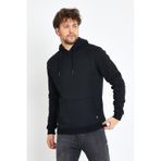 Erkek Kapüşonlu Kanguru Cep 3 İplik Sweatshirt Siyah