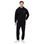 Erkek Kapüşonlu Pamuklu Oversize 3 İplik Kanguru Cepli Nakışlı Basic Eşofman Takımı (Siyah, M)