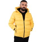Erkek Kapüşonlu Polarlı Kürklü Su Geçirmez Rüzgara Dayanıklı Şişme Mont Kaban Parka