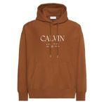 Erkek Kapüşonlu Yaka Calvin Yazı Desen Uzun Kol Cep Detay Kahverengi Sweatshirt LV04RE207G-2E3