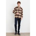Erkek Kareli Kışlık Oduncu Gömlek 12 - 2XL - 13K-Kahverengi
