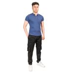 Erkek Kargo Cep Siyah Yandan Cepli Beli Lastikli Regular Fit Pantolon (SİYAH, S)