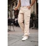 Erkek Kargo Cepli Baggy Pantolon - Bej - 33