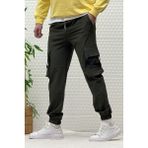 Erkek Kargo Cepli Mevsimlik Jogger Pantolon - Haki Yeşil