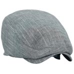 Erkek Kasket Açık Gri Keten Yazlık Flat Cap Şapka