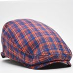 Erkek Kasket Keten Yazlık Flat Cap Şapka - Standart - Bordo - Mavi