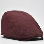 Erkek Kasket Keten Yazlık Flat Cap Şapka - Standart - Bordo