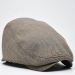 Erkek Kasket Keten Yazlık Flat Cap Şapka - Standart - Koyu Bej