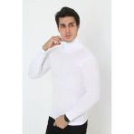 Erkek Kaşkorse Boğazlı Full Likralı Fitilli Body Kazak - Beyaz 8648829