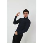 Erkek Kaşkorse Boğazlı Full Likralı Fitilli Body Kazak - Siyah 8648840